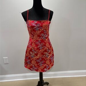 SHEIN Red and Gold Floral Mini Dress ‘Enter the Dragon’ ‘Year of the Dragon’